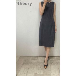 theory - まぁ美品　セオリーサマーウールロングタイトワンピース 6 グレー　ノースリーブ