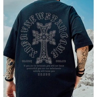【数量限定】Tシャツ ブラック クロス 十字架 XL ユニセックス ヒップホップ(Tシャツ/カットソー(半袖/袖なし))