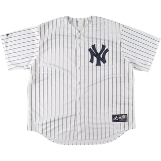 古着 Majestic MLB NEW YORK YANKEES ニューヨークヤンキース レプリカ ゲームシャツ ベースボールシャツ USA製 メンズXXL /eaa453582(シャツ)