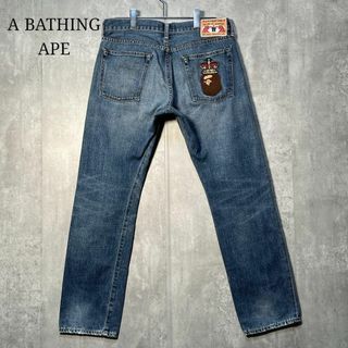 アベイシングエイプ(A BATHING APE)のA BATHING APE エイプ バック刺繍 デニムパンツ(デニム/ジーンズ)