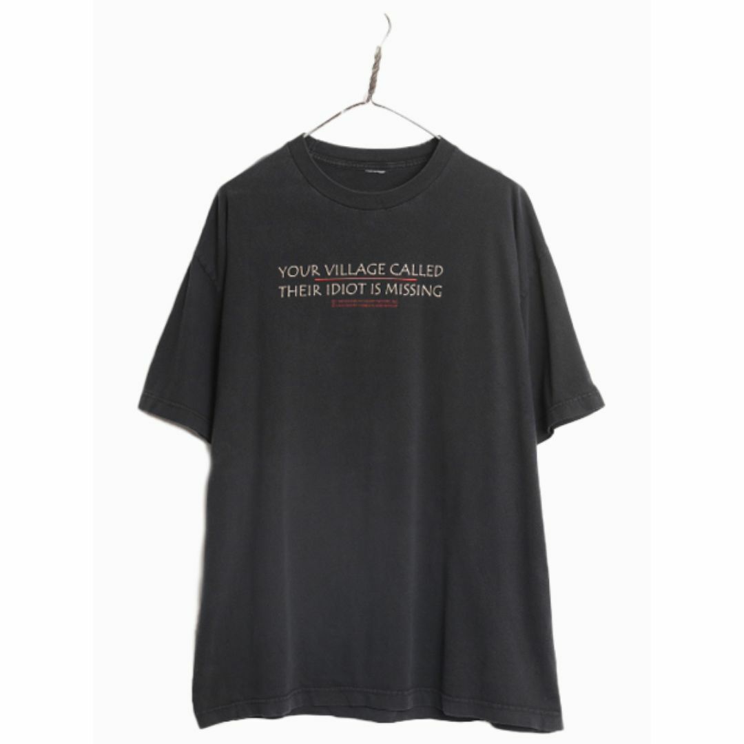 90s メッセージ プリント Tシャツ メンズ XL 程 黒 古着 90年代 90s メッセージ プリント Tシャツ メンズ XL 程 黒 古着 90年代