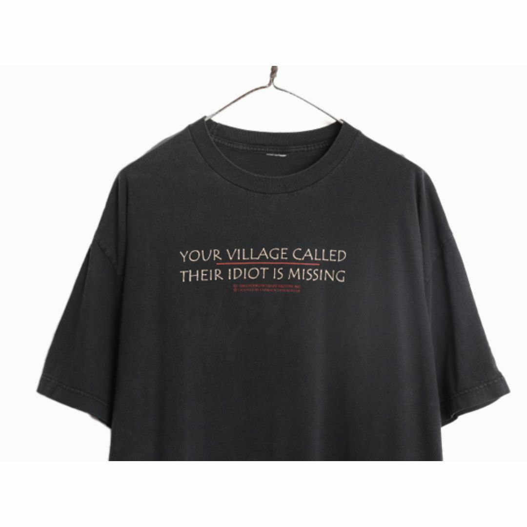 90s メッセージ プリント Tシャツ メンズ XL 程 黒 古着 90年代 90s メッセージ プリント Tシャツ メンズ XL 程 黒 古着 90年代