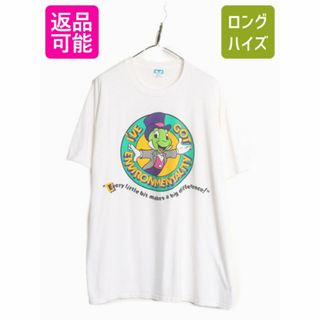 80s USA製 ピノキオ ジミニー クリケット イラスト プリント Tシャツ メンズ XXL / 80年代 ディズニー オフィシャル キャラクター ムービー(Tシャツ/カットソー(半袖/袖なし))