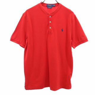 ポロバイラルフローレン ロゴ刺繍 半袖 ハーフボタン ポロシャツ M レッド Polo by Ralph Lauren メンズ(ポロシャツ)