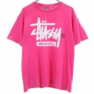 ステューシー(STUSSY)のステューシー プリント 半袖 Tシャツ M ピンク STUSSY メンズ(Tシャツ/カットソー(半袖/袖なし))