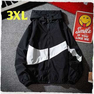 マウンテンパーカー　3XL メンズ　ブラック　ナイロンパーカー　(マウンテンパーカー)