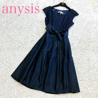 anySiS - 極美品 エニィスイス レースワンピース ひざ丈 リボン size2 M