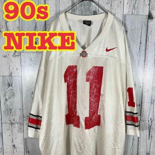 ナイキ(NIKE)の11【90s】NIKE NFLアメフトゲームシャツクラックプリントカレッジロゴ(アメリカンフットボール)