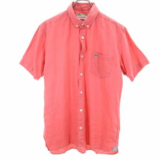 ラコステ(LACOSTE)のラコステ リネン 半袖 ボタンダウンシャツ 40 ピンクレッド系 LACOSTE REGULAR FIT メンズ(シャツ)