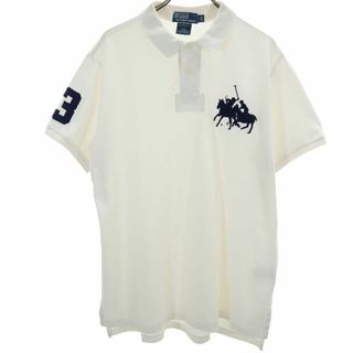 ポロバイラルフローレン 刺繍 半袖 ポロシャツ XL ホワイト Polo by Ralph Lauren 鹿の子 メンズ(ポロシャツ)