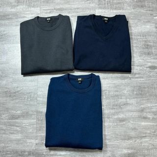 ユニクロ(UNIQLO)のUNIQLO エクストラファインメリノウールニット セーター ３枚セット S(ニット/セーター)