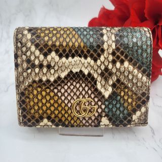 グッチ(Gucci)の【希少】 GUCCI グッチ 2つ折り財布 財布 GG マーモント パイソン(財布)