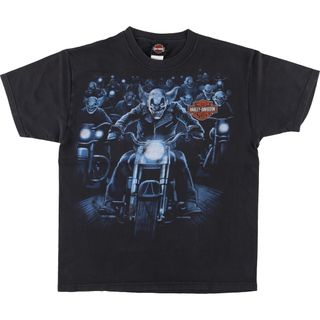 ハーレーダビッドソン(Harley Davidson)の古着 ハーレーダビッドソン Harley-Davidson ピエロ柄 モーターサイクル バイクTシャツ USA製 メンズL /eaa454517(Tシャツ/カットソー(半袖/袖なし))