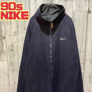 ナイキ(NIKE)の66【90s】NIKE ナイロンジャケット リバーシブル 刺繍ロゴ(ナイロンジャケット)