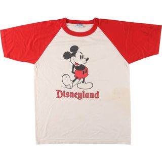 古着 80年代 Disney MICKEY MOUSE ミッキーマウス ラグラン キャラクタープリントTシャツ USA製 メンズL ヴィンテージ /eaa437802(Tシャツ/カットソー(半袖/袖なし))