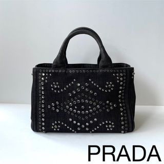 PRADA - 【良品】PRADA プラダ　ミニ トートバッグ　カナパ　ビジュー　Sサイズ　黒