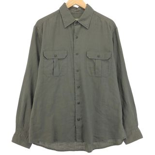 エディーバウアー(Eddie Bauer)の古着 エディーバウアー Eddie Bauer 長袖 リネンシャツ メンズL /eaa454212(シャツ)