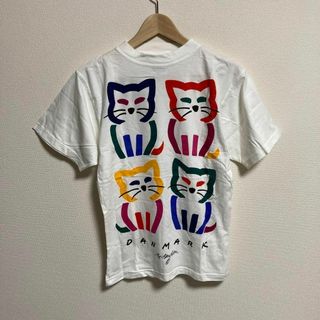 BO BENDIXEN ボー ベンディクセン Tシャツ アート 猫 ネコ 白 S(Tシャツ/カットソー(半袖/袖なし))