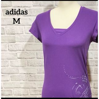 アディダス(adidas)の【美品】アディダス Tシャツ レディース M パープル 紫 ヨガ ランニング(Tシャツ(半袖/袖なし))