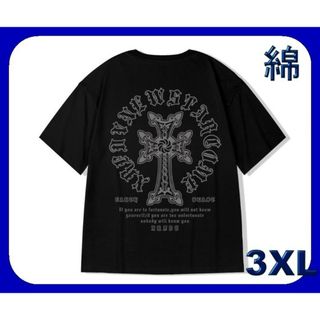 【綿】メンズ ゆったりサイズ 半袖 ビッグシルエット Tシャツ  3ＸＬ　黒(Tシャツ/カットソー(半袖/袖なし))