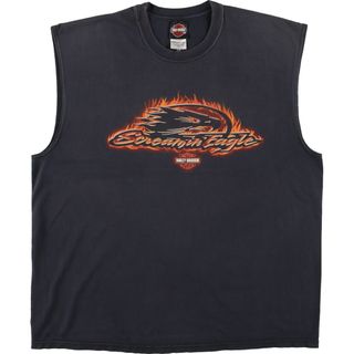 ハーレーダビッドソン(Harley Davidson)の古着 00年代 ハーレーダビッドソン Harley-Davidson ノースリーブ モーターサイクル バイクTシャツ USA製 メンズXL /eaa454167(Tシャツ/カットソー(半袖/袖なし))