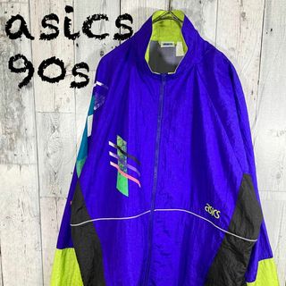 【90s】asics アシックス ナイロンジャケット刺繍ロゴスポーツミックス(ナイロンジャケット)