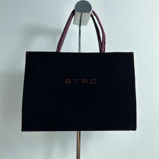 ETRO - 極美品 ETRO ベロア ミニハンドバッグ センターロゴ サイド総柄 パープル