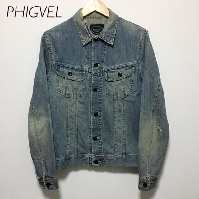 PHIGVEL(フィグベル)の【日本製】PHIGVEL ダメージ デニムジャケット メンズのジャケット/アウター(Gジャン/デニムジャケット)の商品写真