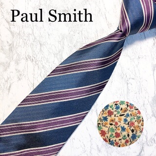 ポールスミス(Paul Smith)のPaul Smith ネクタイ　ストライプ　ネイビー　花柄(ネクタイ)