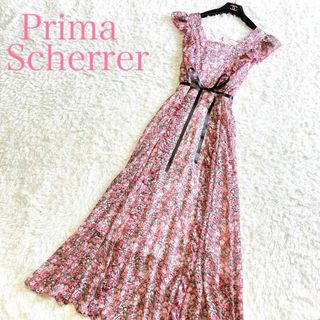 プリマシェレル(Prima Scherrer)の美品 プリマシェレル ロングワンピース マキシ丈 シフォン 花柄 総柄 S(ロングワンピース/マキシワンピース)