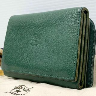イルビゾンテ(IL BISONTE)のイルビゾンテ 三つ折り財布 トリフォルドウォレット レザー  ロゴ型押し 緑(財布)