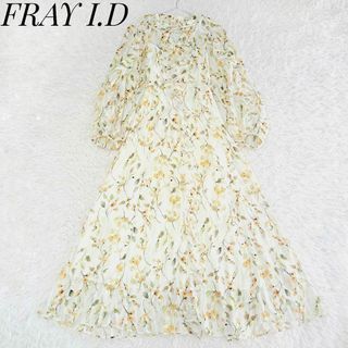 フレイアイディー(FRAY I.D)のフレイアイディー 美品✨24SS ラッフルシフォンプリントワンピース サイズ1(ロングワンピース/マキシワンピース)