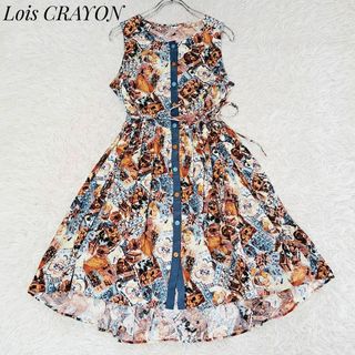 ロイスクレヨン(Lois CRAYON)のロイスクレヨン 美品✨スイーツ柄シャツワンピース アート マルチボタン M(ひざ丈ワンピース)