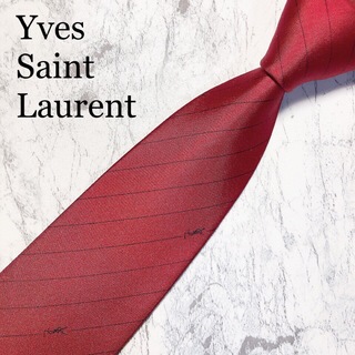イヴサンローラン(Yves Saint Laurent)のYves Saint Laurent ネクタイ　YSL ストライプ　レッド(ネクタイ)