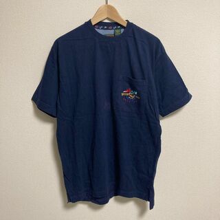 BOSTON TRADERS 90s Tシャツ　ポケット　刺繍　ネイビー(Tシャツ/カットソー(半袖/袖なし))