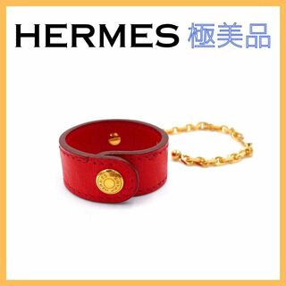 Hermes - エルメス オーストリッチ グローブホルダー レディース レッド ゴールド レザー