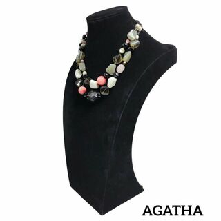 AGATHA - AGATHA ネックレス 2連 ビーズ 天然石 マルチカラー