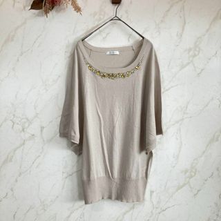 良品♡ natural mist  ニット ドルマンスリーブ 半袖 ストーン M(ニット/セーター)