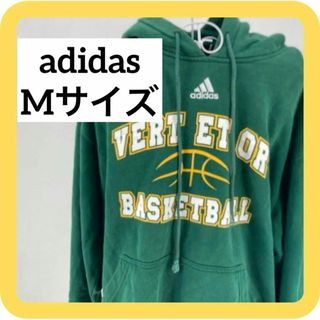 アディダス(adidas)のadidas Mサイズ　アディダス　パーカー　フード　裏起毛　グリーン(パーカー)