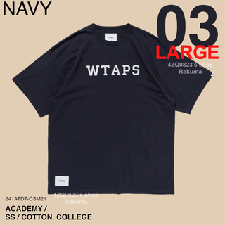 ダブルタップス(W)taps)のWTAPS ACADEMY SS COTTON COLLEGE ネイビー L(Tシャツ/カットソー(半袖/袖なし))