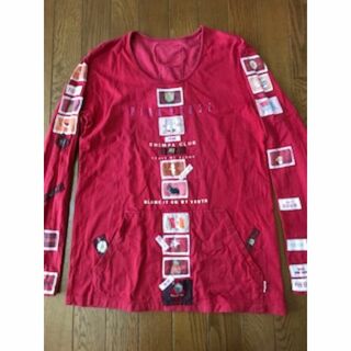 ピンクハウス(PINK HOUSE)のピンクハウス 長袖Ｔシャツ 赤 ワッペンたくさん 可愛い USED 希少(Tシャツ(長袖/七分))