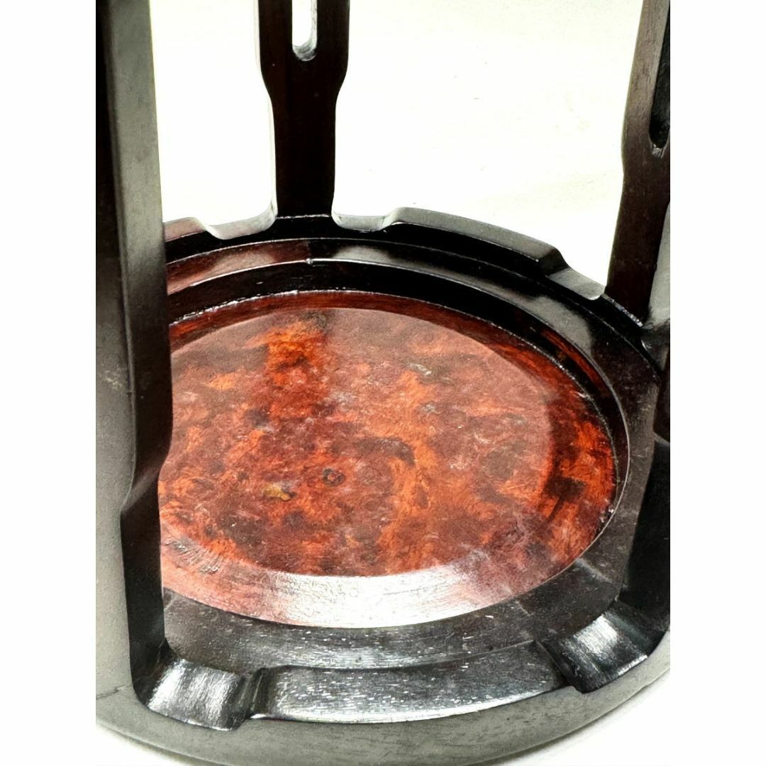 瘤杢 葡萄杢 唐木 透かし彫り小高卓台 玉杢 花梨 花台 華道 WWWT012 瘤杢 葡萄杢 唐木 透かし彫り小高卓台 玉杢 花梨 花台 華道 WWWT012