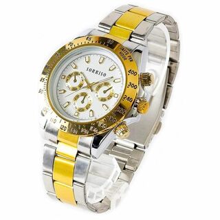 新品　メンズ腕時計　ゴールド　金属ベルト　ゴージャス　クロノグラフ腕時計(腕時計(アナログ))