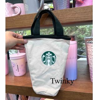 スターバックス(Starbucks)の台湾 スターバックス タンブラーバッグ 海外 スタバ ドリンク かばん 白 新品(ハンドバッグ)