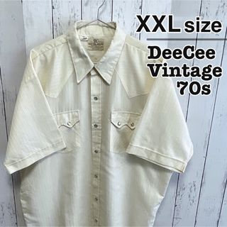 ヴィンテージ(VINTAGE)のDEE CEE　USA製　70s　半袖　ウエスタンシャツ　ホワイトベージュ　古着(シャツ)