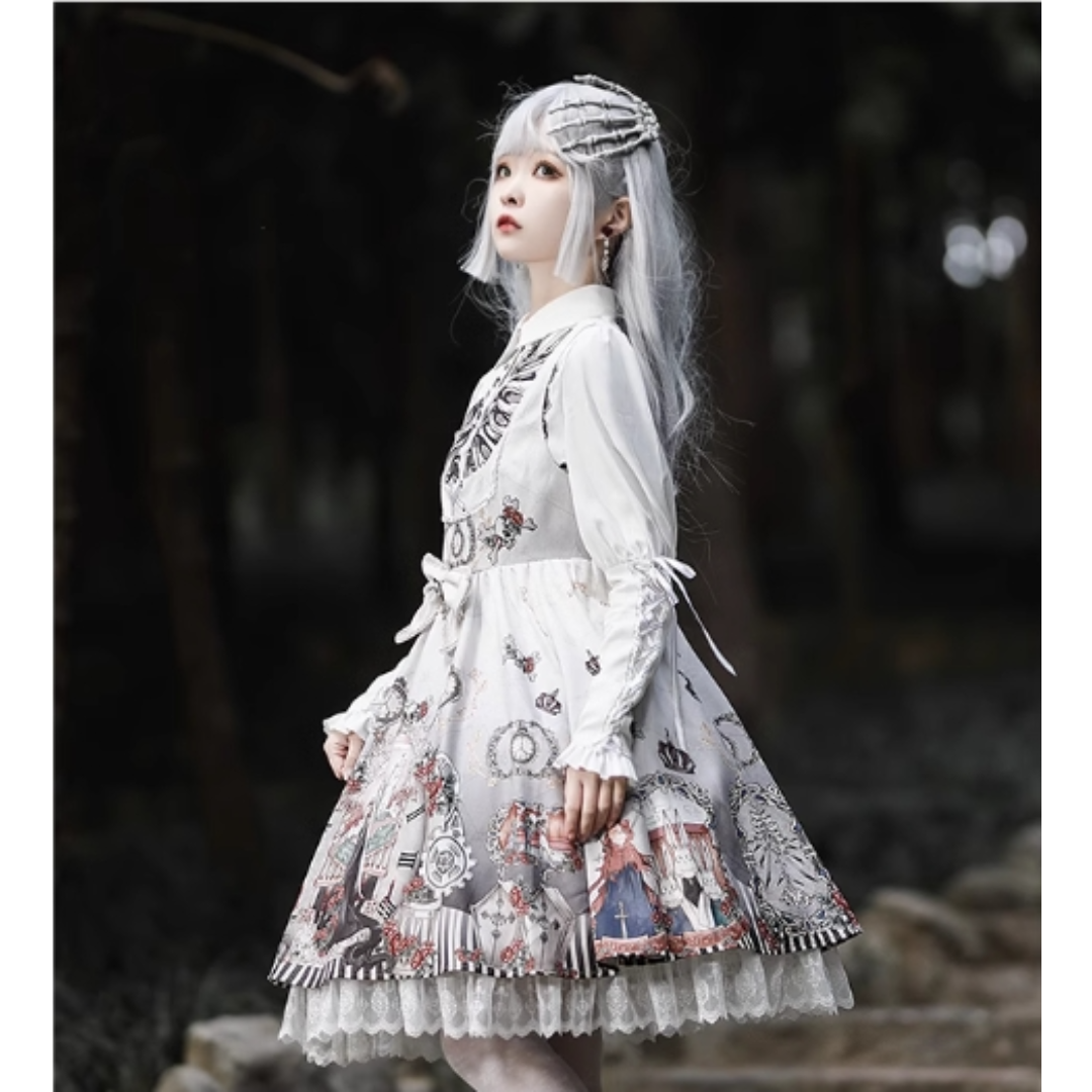 ゴシックロリータ ジャンパースカートセット (ホワイト)L09#の通販 by coco's shop|ラクマ ゴシックロリータ ジャンパースカートセット (ホワイト)L09#の通販 by coco's shop|ラクマ