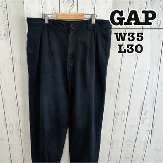 ギャップ(GAP)のGAP　チノパン　コットンパンツ　2タック　ネイビー　紺　W35　USA古着(チノパン)