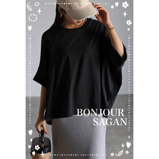 ボンジュールサガン(BONJOUR SAGAN)のBonjour sagan  ドルマンスリーブTシャツ　ブラック(Tシャツ(半袖/袖なし))