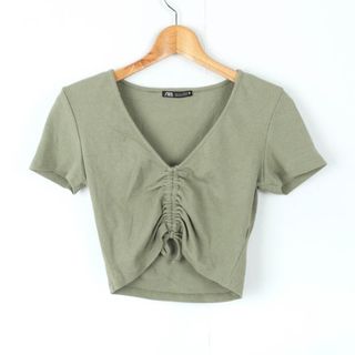 ザラ(ZARA)のザラ 半袖Ｔシャツ トップス レディース Lサイズ グリーン ZARA(Tシャツ(半袖/袖なし))