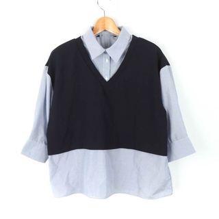 ザラ(ZARA)のザラ カットソー シャツ トップス 長袖シャツ ストライプ レディース Mサイズ ネイビー ZARA(カットソー(長袖/七分))